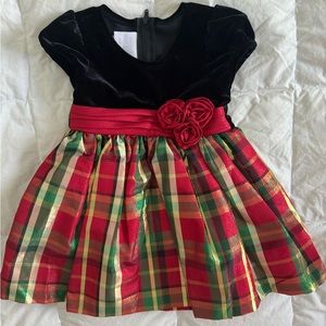 Iris & Ivy Nordstrom‎ Velvet and Plaid Short-sleeve Dress